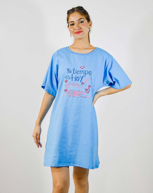 Vestido Bordado Nolita Tiempo Celeste